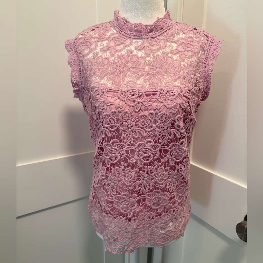 Nanette Lepore Floral Lace Sleeveless Blouse - Pink